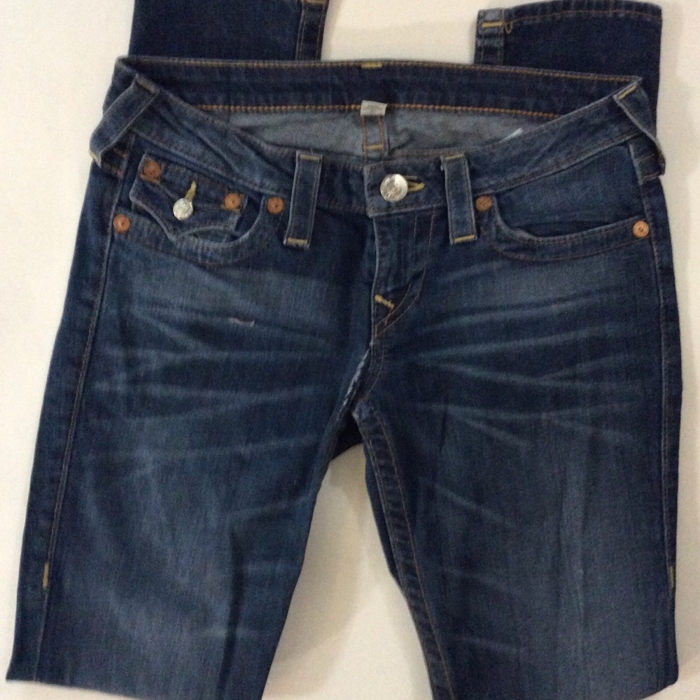 👖TRUE RELIGION SKINNY JEANS 28 Small tear- crotch